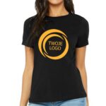 Damska koszulka z dużym, jednokolorowym nadrukiem - przód