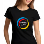 Damski t-shirt z kolorowym dużym nadrukiem z przodu koszulki