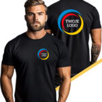 Czarna koszulka z nadrukiem obustronnym wielu kolorach