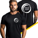 czarna koszulka z obustronnym jednokolorowym logo